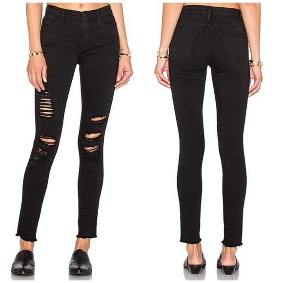 FRAME DENIM • Women’s Le Skinny De Jeanne in Noir Jefferson Black Size 30 - Picture 1 of 8